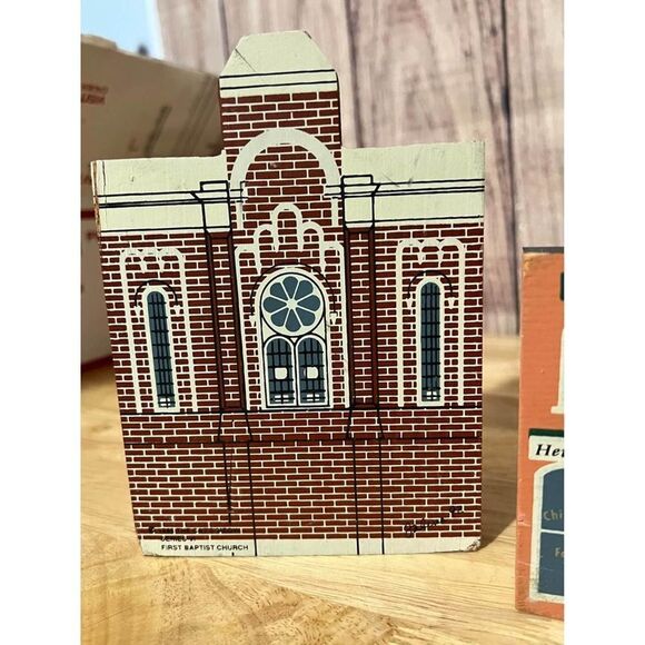 Lot of 3 Cats Meow Series VI 1988 Church/School/Meat Market - Picture 7 of 10